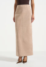 Celie - Suede Maxi Skirt - Beige