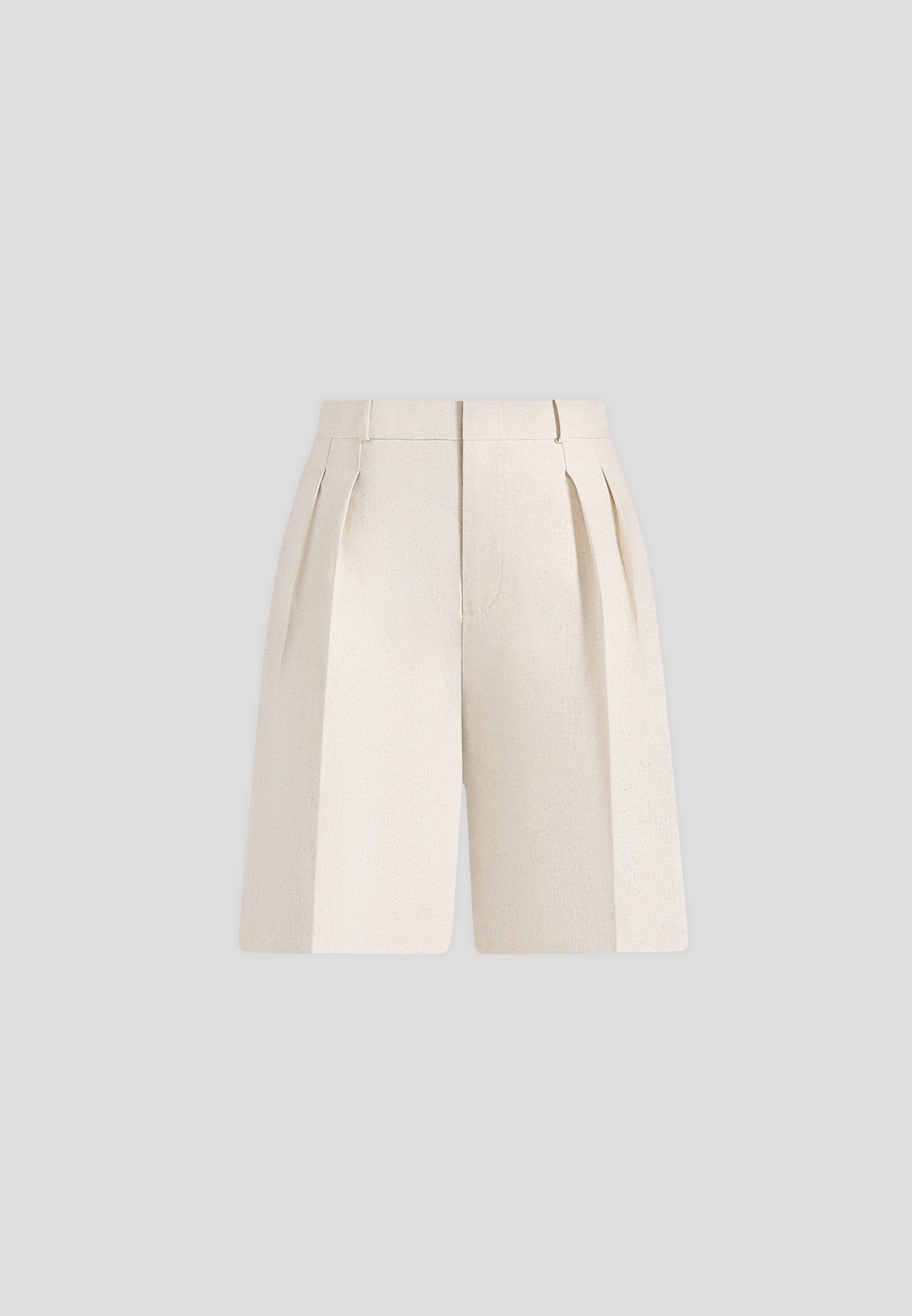 Lorette - Twin Pleat Linen Shorts - Natural