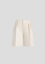 Lorette - Twin Pleat Linen Shorts - Natural