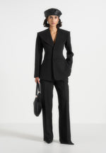 Emy - Shawl Hourglass Blazer - Black