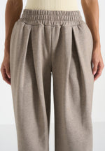 Fanny - Straight Leg Box Pleat Joggers - Taupe