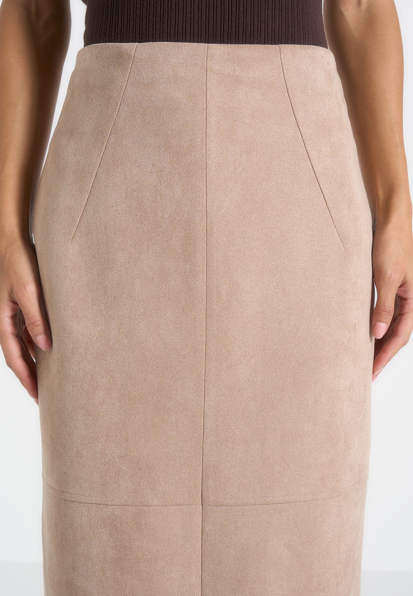 Celie - Suede Maxi Skirt - Beige