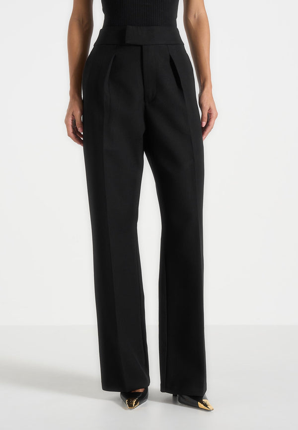 Elsa - High Waisted Tailored Pants - Black