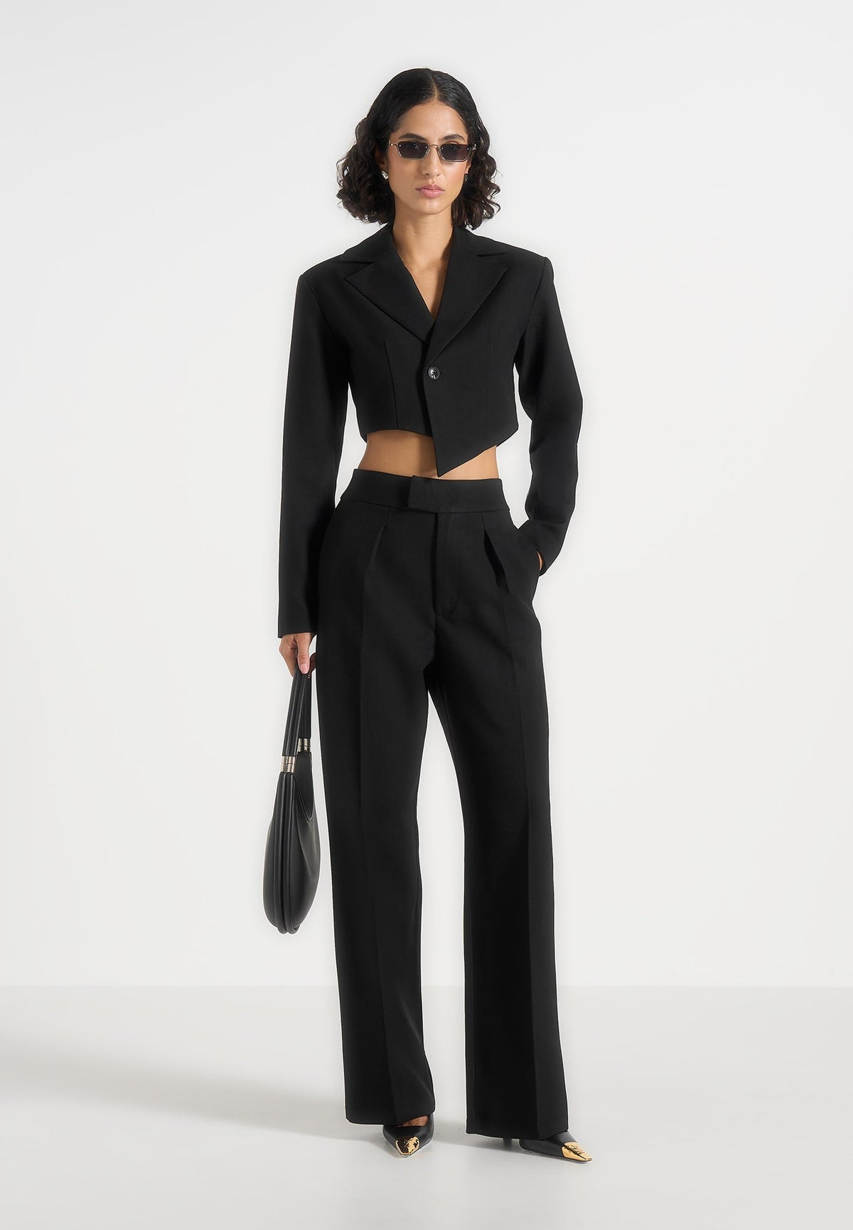 Elsa - High Waisted Tailored Pants - Black
