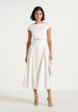 gaia-boat-neck-belted-pleated-midi-dress-white