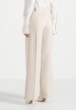 Beryl - Wrap Tailored Pants With Hardware Detail - Cream