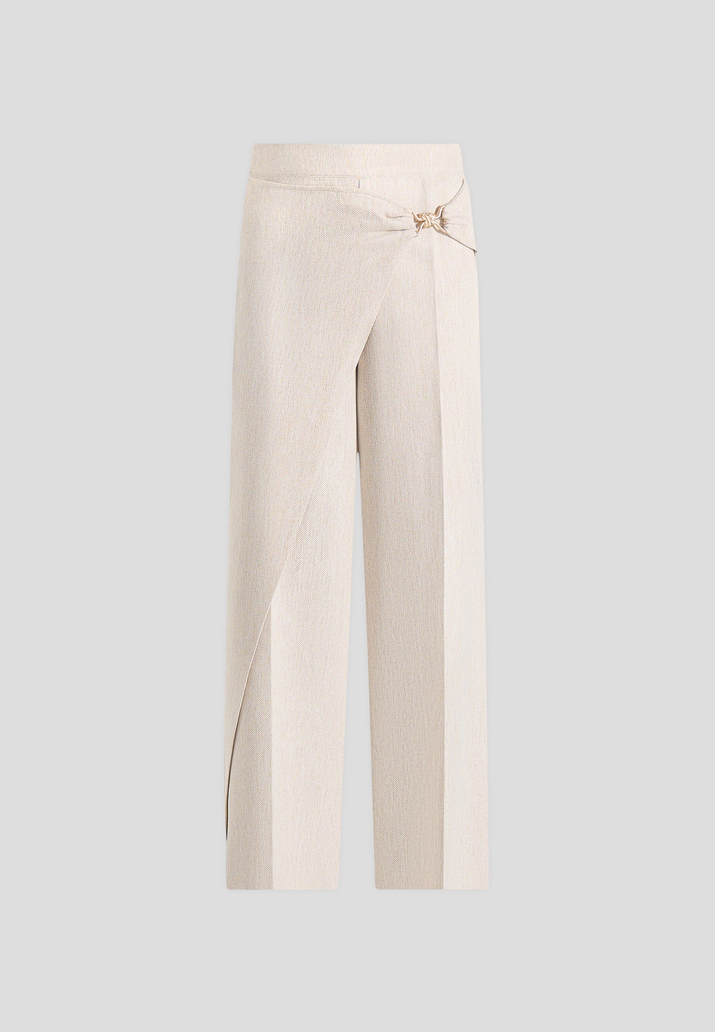 Beryl - Wrap Tailored Pants With Hardware Detail - Cream