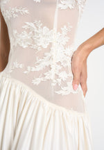 Alanna - Off Shoulder Fit and Flare Maxi Dress - Ivory