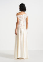 Alanna - Off Shoulder Fit and Flare Maxi Dress - Ivory
