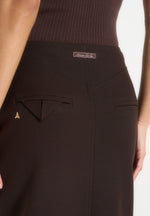 Regine - Tailored Box Pleat Maxi Skirt - Brown
