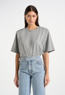 BS002 - Wide Shoulder Bodysuit T-Shirt - Grey