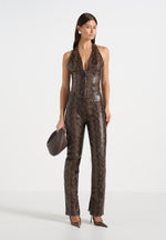 Samia - Python Mini Shorts - Brown