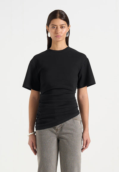 pauline-ruched-asymmetric-cotton-t-shirt-black
