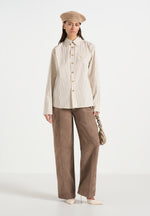 ronnie-unisex-pinstripe-long-sleeve-shirt-beige