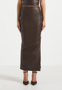 Daisy - Leather Midaxi Skirt - Brown