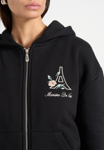 js009-unisex-floral-eiffel-zip-hoodie-black