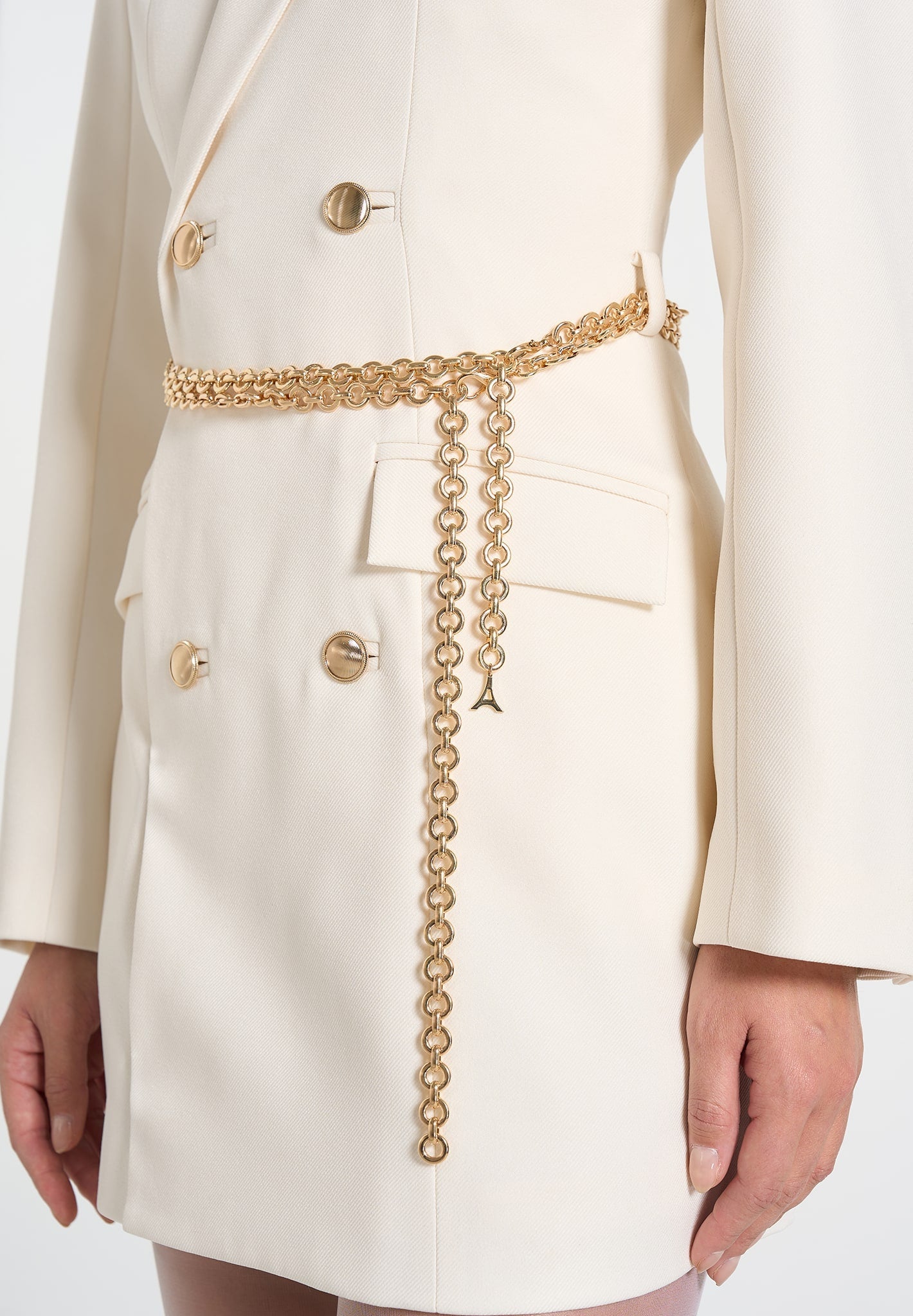 zara-double-breasted-blazer-dress-with-chain-off-white