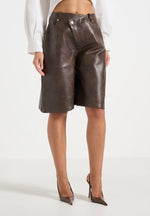 hazel-vintage-leather-wrapover-bermuda-shorts-brown