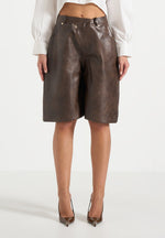 hazel-vintage-leather-wrapover-bermuda-shorts-brown