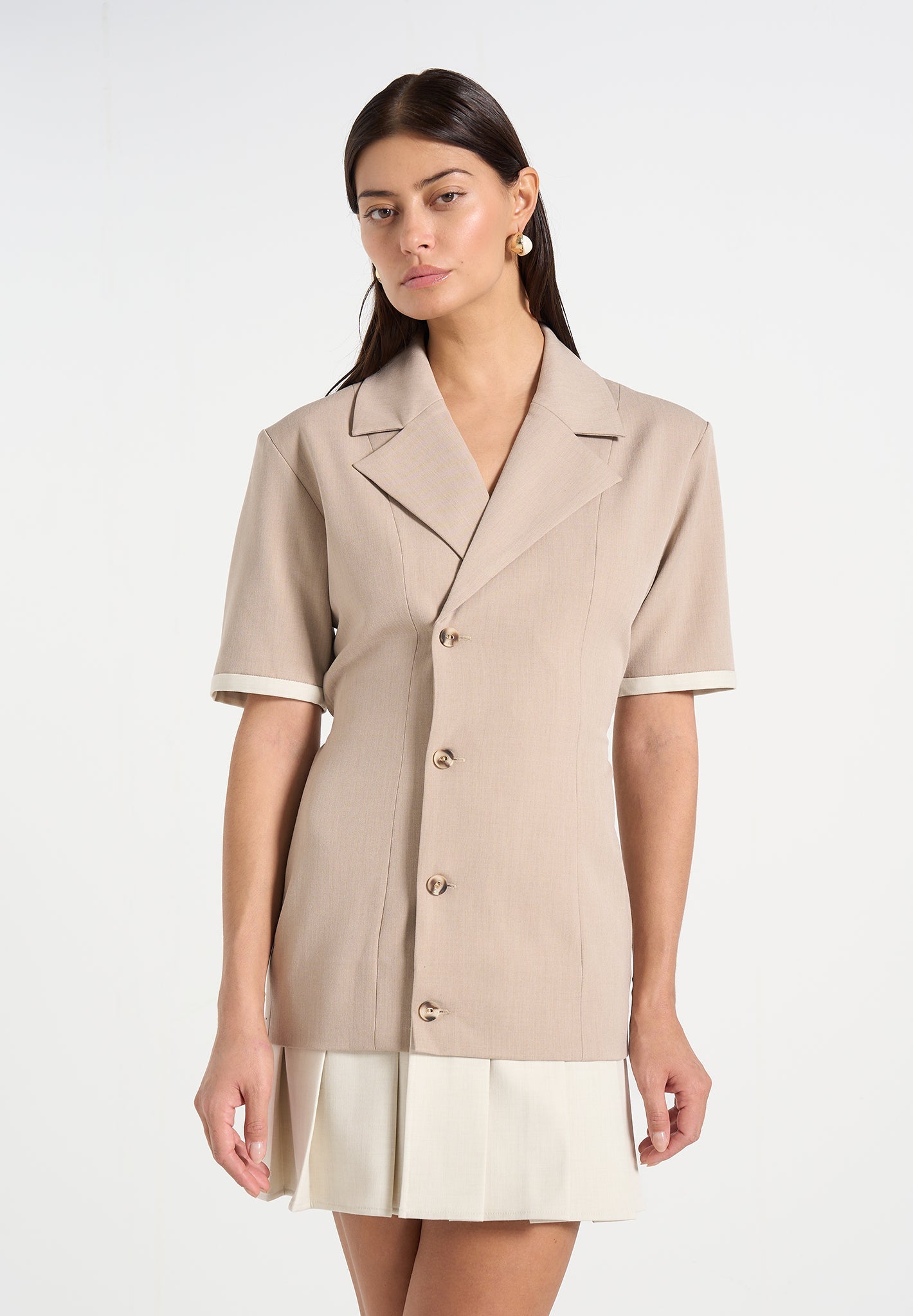 baya-tailored-cinch-waist-pleated-blazer-dress-taupe