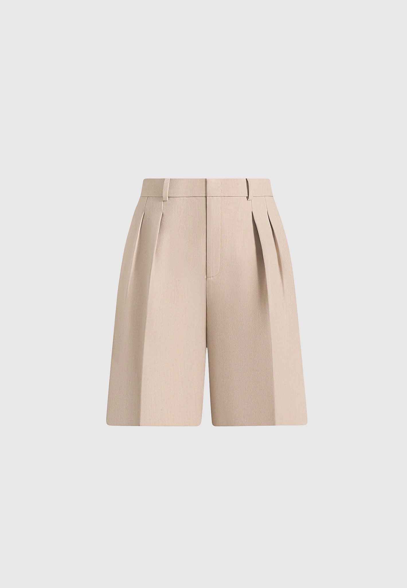 Lorette - Tailored Twin Pleat Shorts - Beige