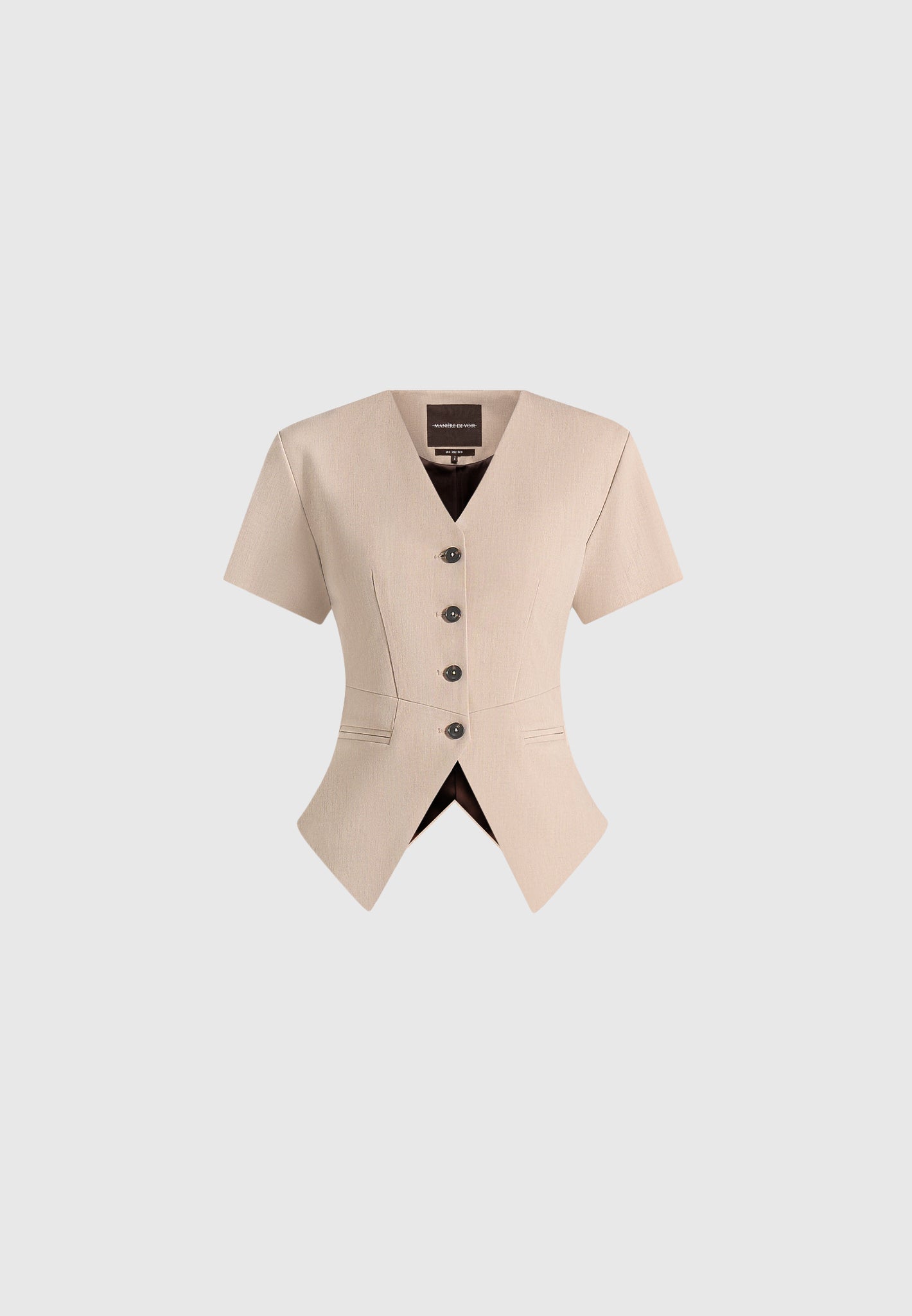 Yolanda - Tailored Peplum Suit Vest - Beige