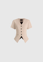 Yolanda - Tailored Peplum Suit Vest - Beige