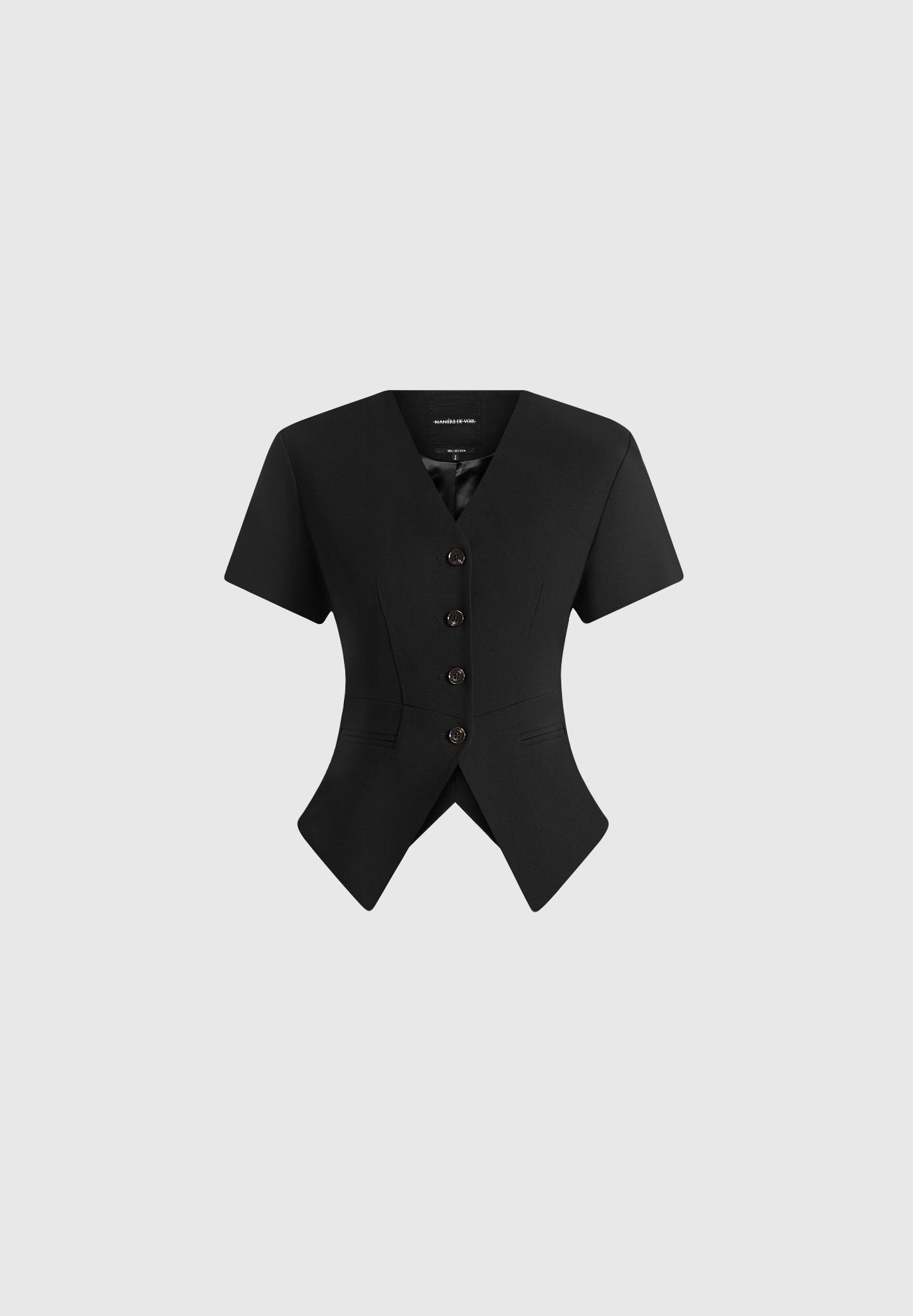 Yolanda - Tailored Peplum Suit Vest - Black