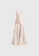 Naomi - Cami Satin Tiered Belted Maxi Dress - Champagne