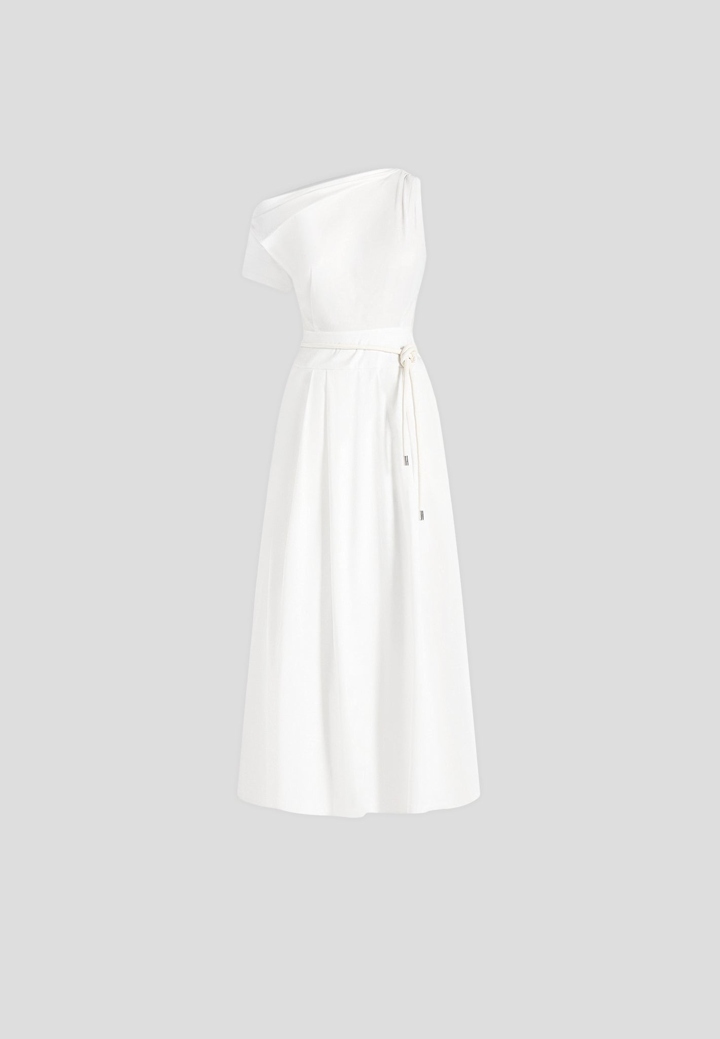 Yara - Asym Tie-Waist Cotton Midi Dress - White