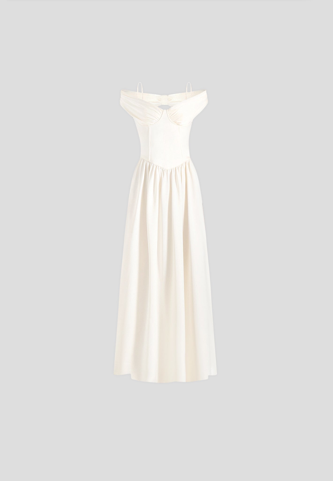 Sia - Off-Shoulder Satin Corset Maxi Dress - Ivory