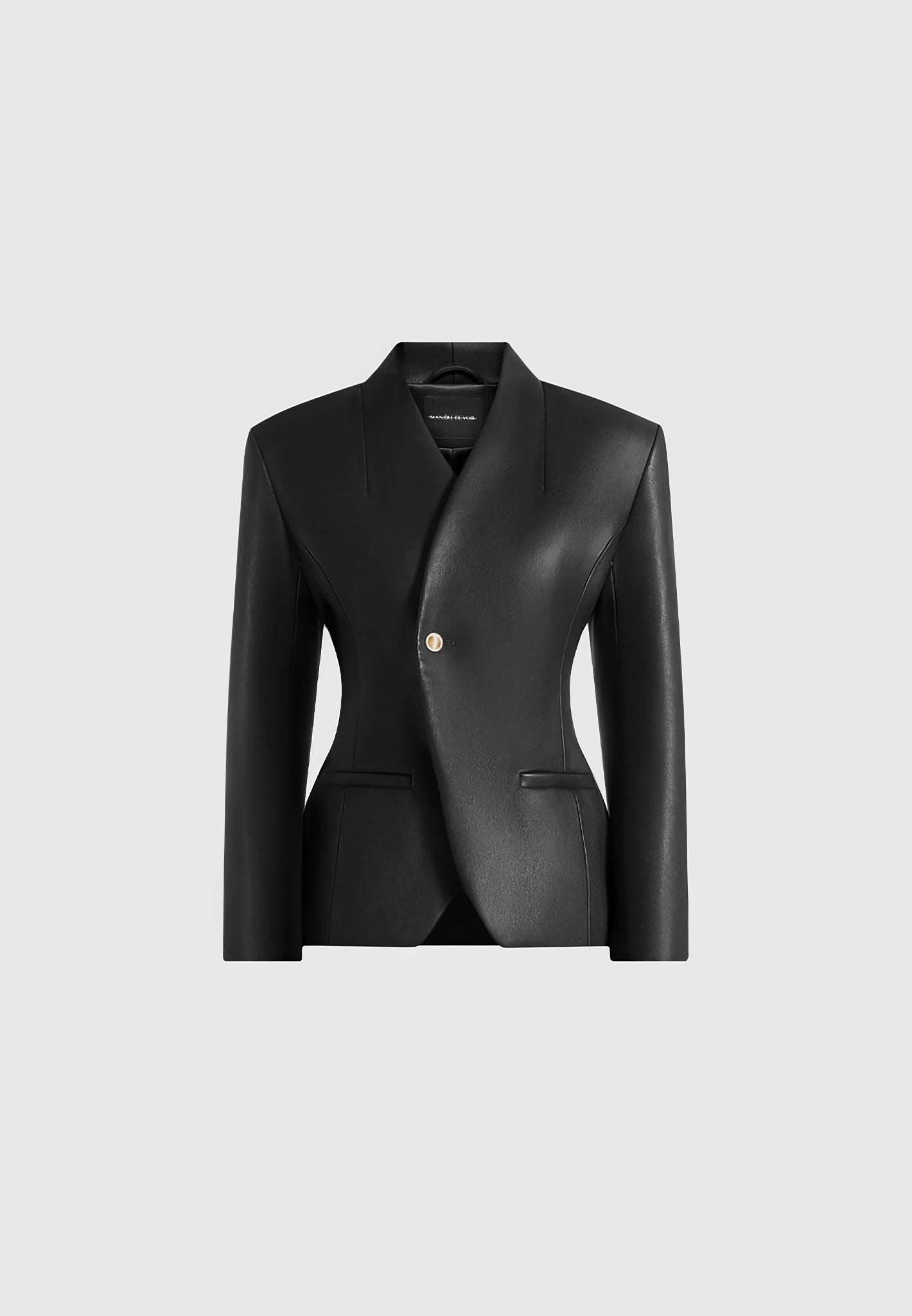 Ina - Leather Cinched Waist Kimono Blazer - Black