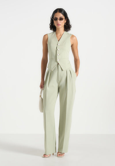 Christine - Tailored Cinched Suit Vest - Sage