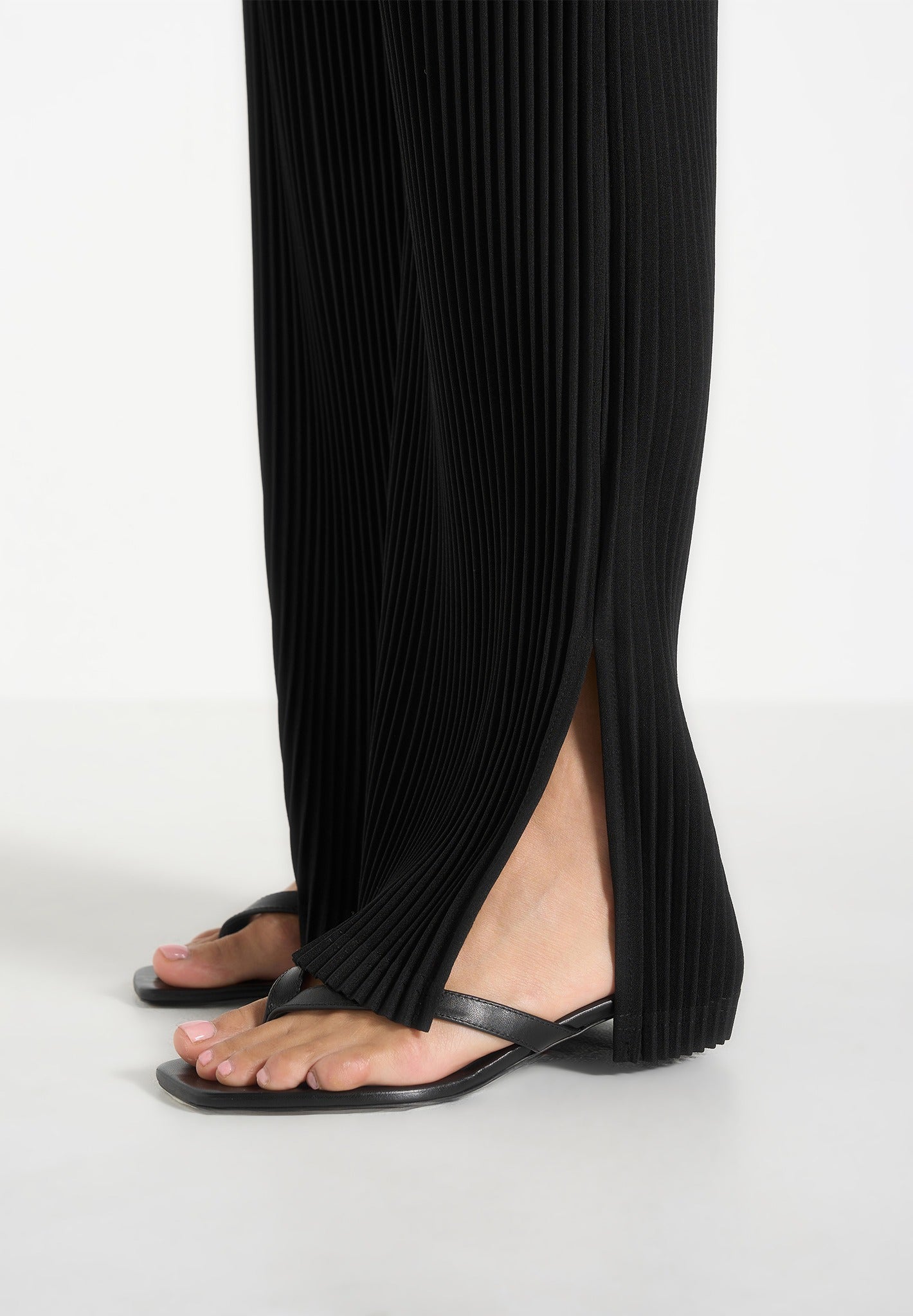 Lila - Pleated Wide-Leg Pants - Black