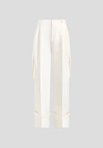 Danielle - Tailored Pleated Cargo Pants - Off White