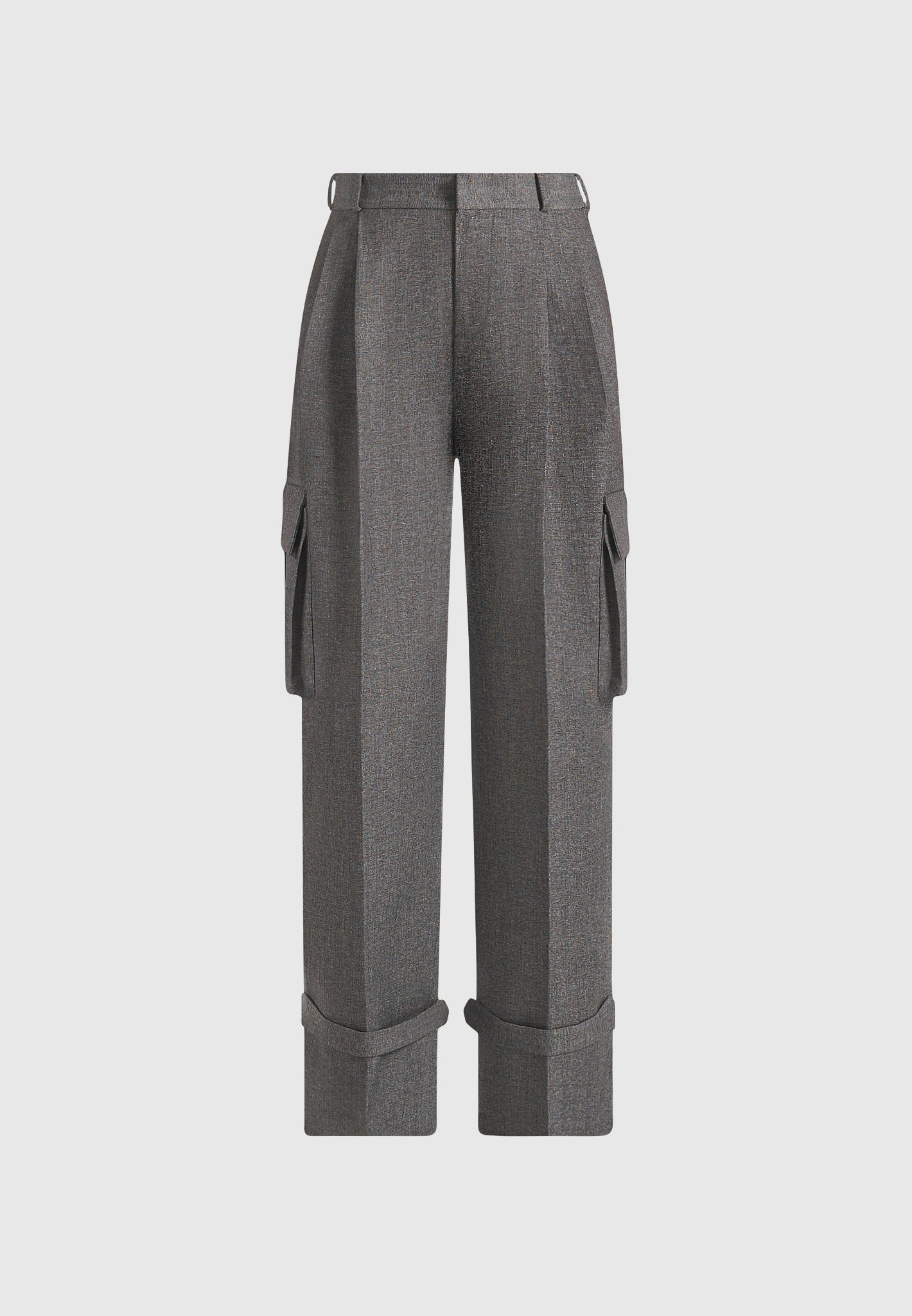 Danielle - Tailored Pleated Cargo Pants - Grey Marl