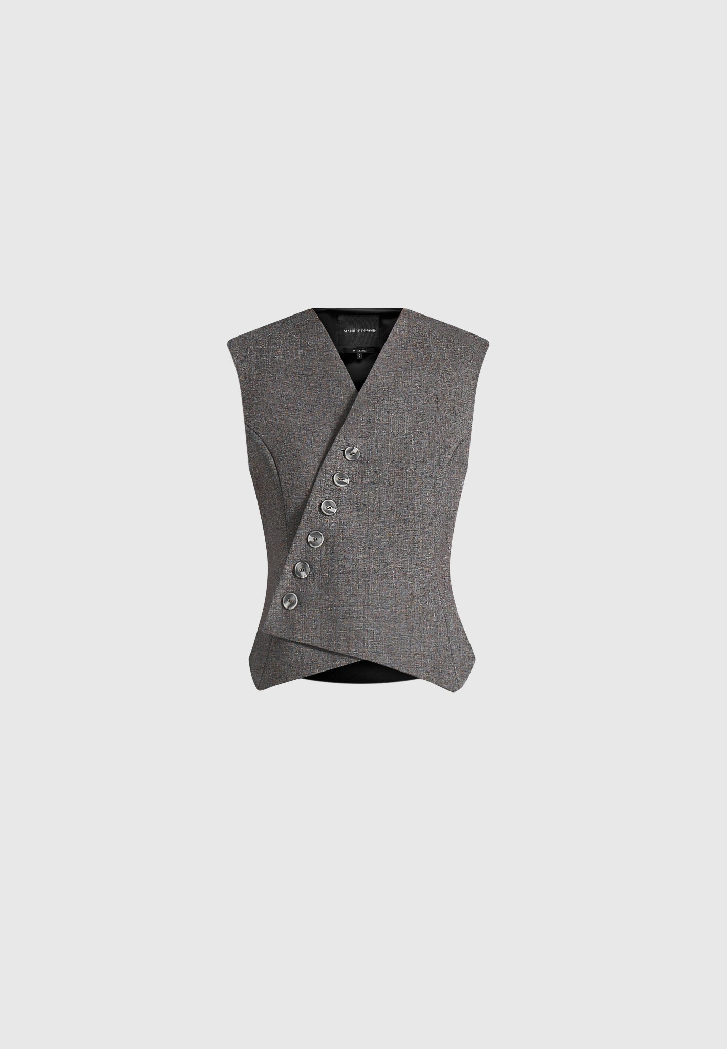Laurence - Tailored Asym Wrap Suit Vest - Grey Marl