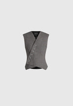 Laurence - Tailored Asym Wrap Suit Vest - Grey Marl
