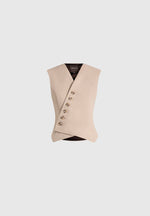Laurence - Tailored Asym Wrap Suit Vest - Beige