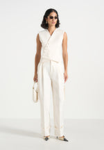 Laurence - Tailored Asym Wrap Suit Vest - Off White