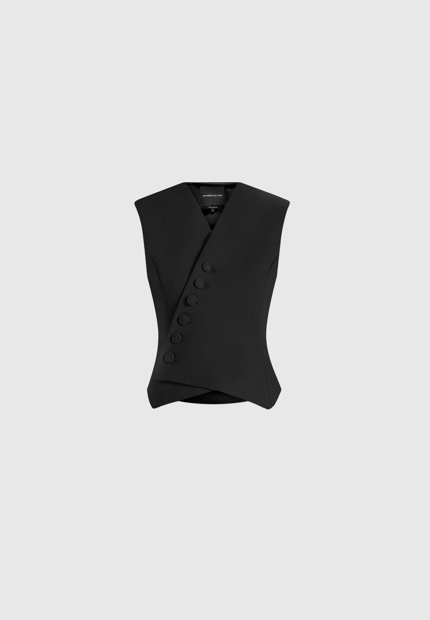 Laurence -  Tailored Asym Wrap Suit Vest - Black