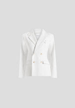 Maia - Pinstripe Double Breasted Blazer - White