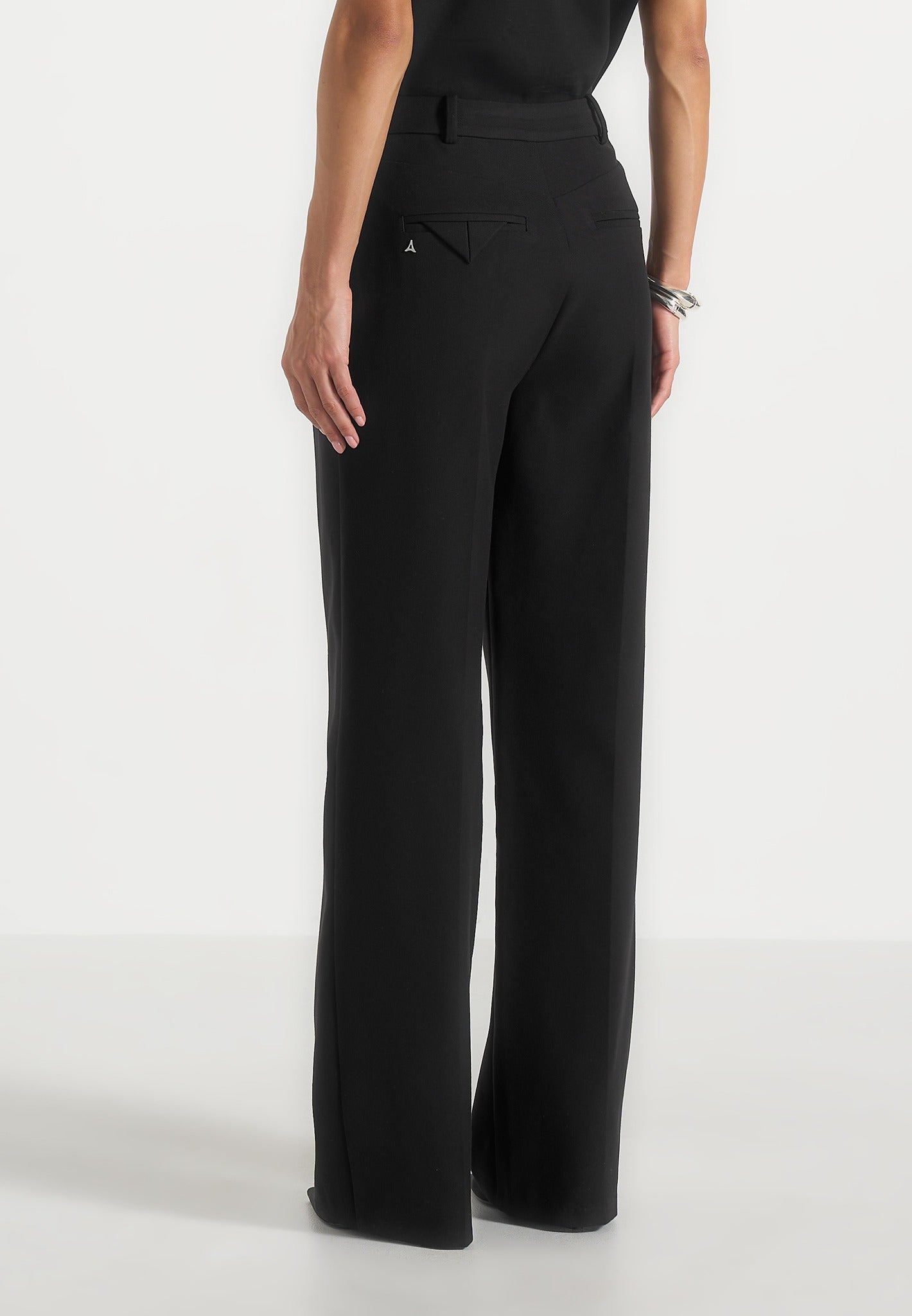 Julie - Tailored Twin Pleat Pants - Black