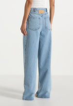 Lucy - Twin Pleat Wide-Leg Denim Jeans - Mid Blue