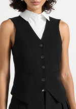 Irene - Collar Detail Cinched Suit Vest - Black/White
