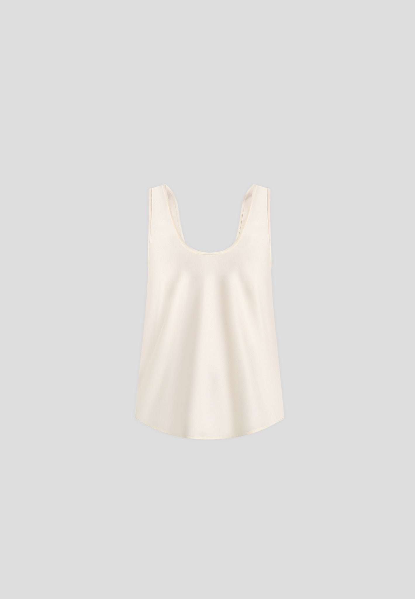 Mathilda - Satin Scoop Neck Open Back Tank Top - Ivory