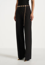 Perrine - Hardware Detail Belted Pants - Black