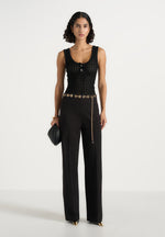 Perrine - Hardware Detail Belted Pants - Black