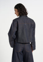 Maura - Boxy Cropped Roll-Sleeve Denim Shirt - Indigo