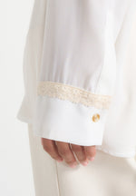 Mya - Crochet Detail Georgette Shirt - White